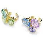 Gema ear cuffs Asymmetrical design, Mixed cuts, Multicolored, Gold-tone plated